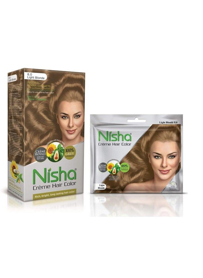 Nisha Cream Hair Color Rich Bright Long Lasting Hair Colouring For Ultra Soft Deep Shine 100% Grey Coverage Conditioning With Natural Herbs 60Gm�Jumbo + 40Gm Sachet Pack (Light Blonde) - Image 2