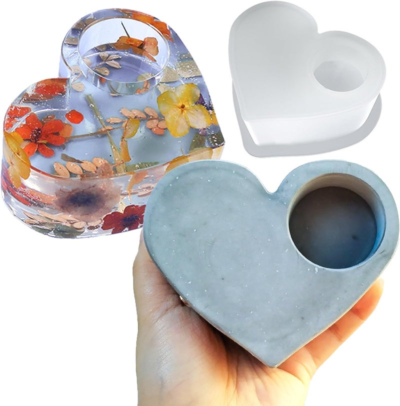 Wehous Candle Holder Silicone Resin Mold, 3D Moon Resin Mold, Moon Shape Tealight Trinket Holder Silicone Mold, Cute Cement Concrete Mold, Epoxy Resin Casting Molds for Craft Making  Decoration - Image 1
