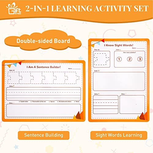 GiftAmaz 145 PCS Sentence Building for Kids Sight Word Games Puzzle Special Education Classroom Must Haves Montessori Grammar Reading Game Speech Therapy Cardboard Birthday Toys for Kindergarten - Image 5