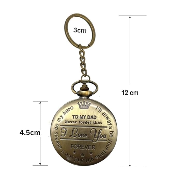 FowWelt Vintage Dad Embossed Clock Keychain, Metal Pocket Keyring | Best gift for Men, Dad - Transparent Dad - Image 3