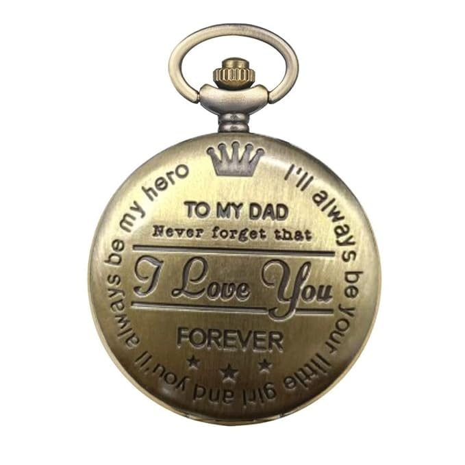 FowWelt Vintage Dad Embossed Clock Keychain, Metal Pocket Keyring | Best gift for Men, Dad - Transparent Dad - Image 5