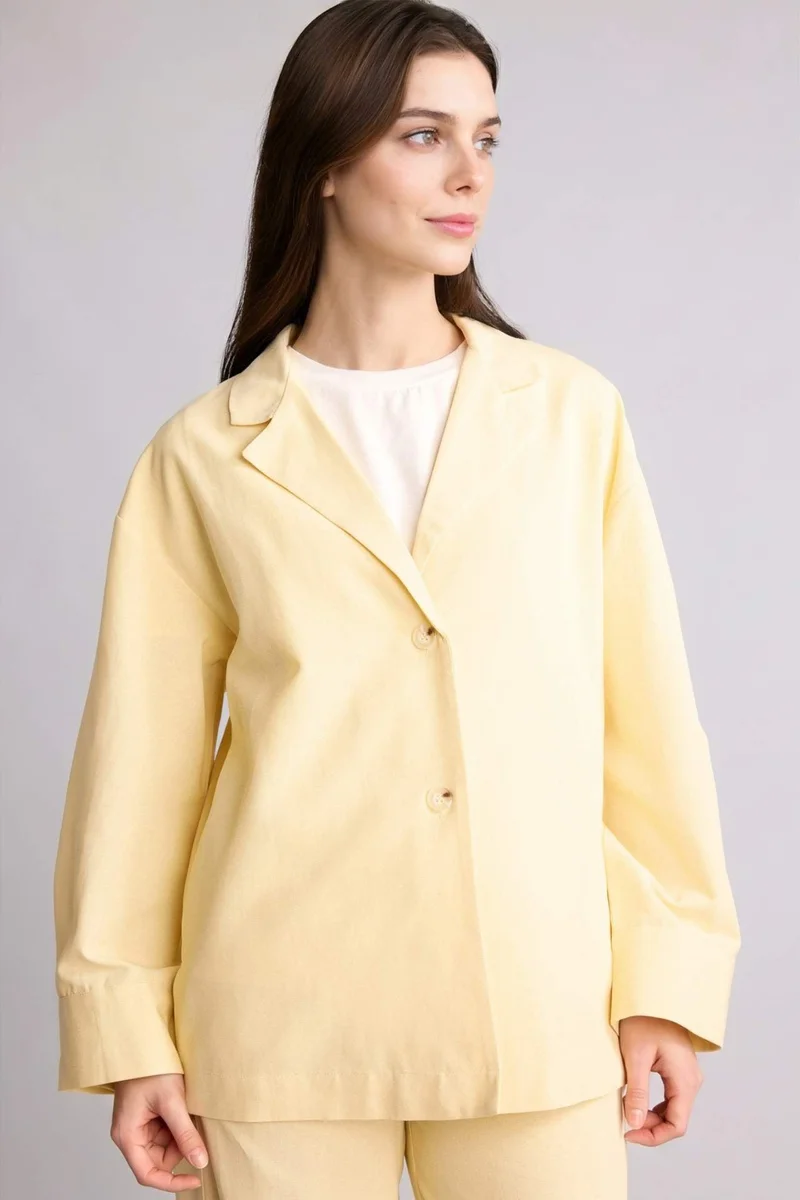 DeFacto Relax Fit Linen Blended Long Sleeve Tunic
