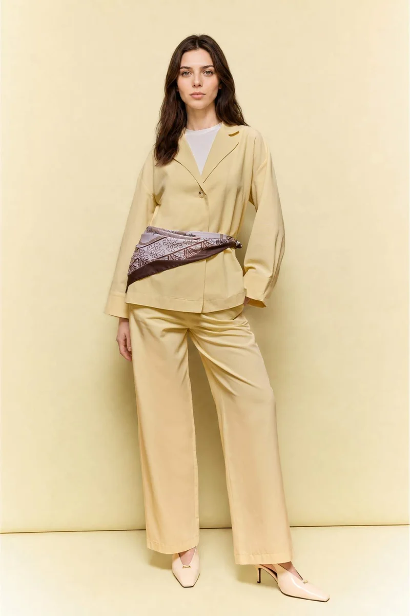 ديفاكتو Relax Fit Linen Blended Long Sleeve Tunic