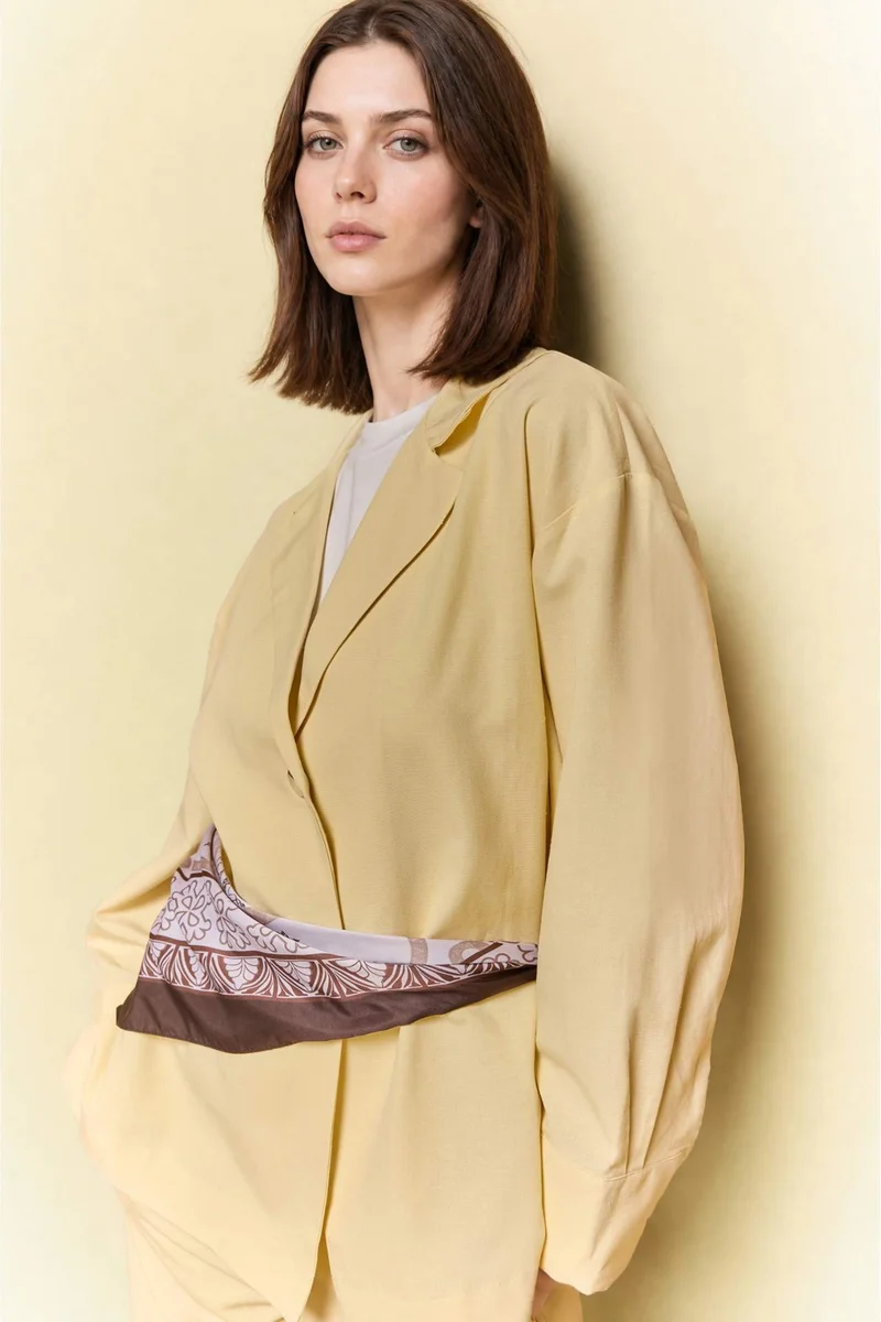 ديفاكتو Relax Fit Linen Blended Long Sleeve Tunic