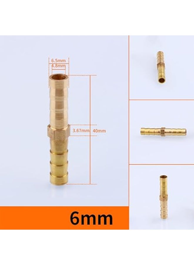 VITION 2 Pack Brass Hose Barb Fitting, 1/4 Inch (6mm) Pipe Splicer Joiner Mender Straight Connectors Adapters for Air Fuel Water Oil - Image 2