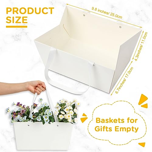 Tuanse 30 Pcs Basket for Gift Empty DIY Bulk Gift Basket Kit with Handle Kraft Cardboard Tray with 30 Bag 30 Bow Market Tray for Wedding PartyWhite98 x 65 x 43 in - Image 3