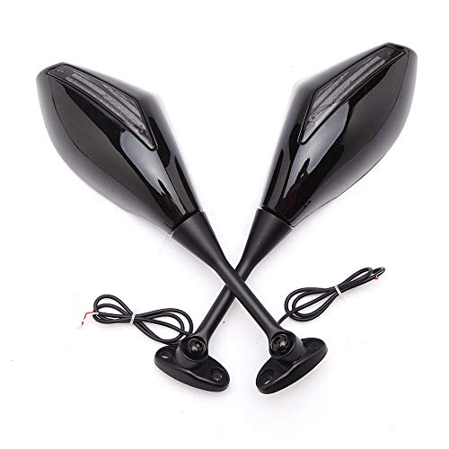 Rich Choices Motorcycle LED Turn Signal Rearview Mirrors Compatible with 2011 2013 Honda CBR250R CBR 600 RR (Gloss Black+Smoke Len#1) - Image 4