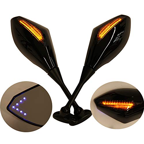 Rich Choices Motorcycle LED Turn Signal Rearview Mirrors Compatible with 2011 2013 Honda CBR250R CBR 600 RR (Gloss Black+Smoke Len#1) - Image 2