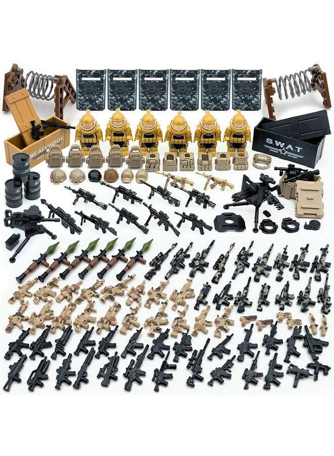ZHX Military Weapon Pack Army Accessories Kits Toys Include Camouflage Guns Shields E.O.D Suits for Army Soldiers Weapons Equipment Gear Set Compatible with Major Minifigure Building Block Toy (200+pcs)  - Image 1