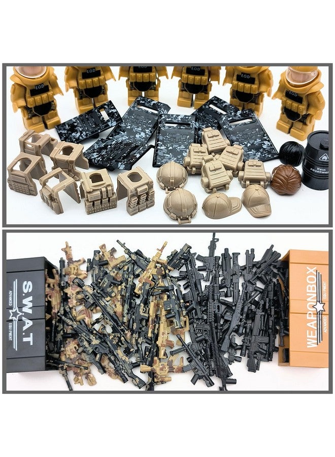 ZHX Military Weapon Pack Army Accessories Kits Toys Include Camouflage Guns Shields E.O.D Suits for Army Soldiers Weapons Equipment Gear Set Compatible with Major Minifigure Building Block Toy (200+pcs)  - Image 2