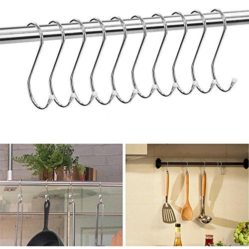 Siasky 10 Pcs S Hooks for Hanging, 3.07 Inch Heavy Duty Stainless Steel S Shaped S Hooks for Hanging Plants, Clothes, Pot, Pan, Cups (Silver) - Image 4