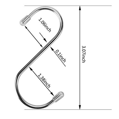 Siasky 10 Pcs S Hooks for Hanging, 3.07 Inch Heavy Duty Stainless Steel S Shaped S Hooks for Hanging Plants, Clothes, Pot, Pan, Cups (Silver) - Image 2