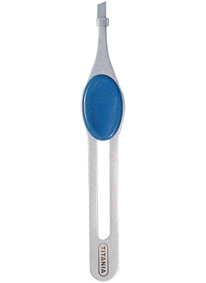 TITANIA 1090 60B Stainless Steel Eyebrow Tweezer Silver Blue  - Image 1