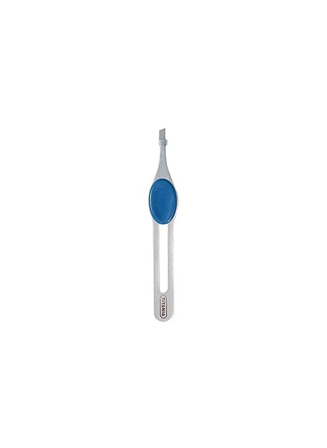 TITANIA 1090 60B Stainless Steel Eyebrow Tweezer Silver Blue  - Image 2