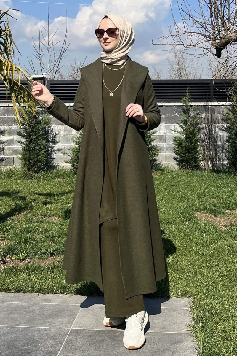 Rabia Şamlı Selin Khaki Cashmere Coat - Image 1
