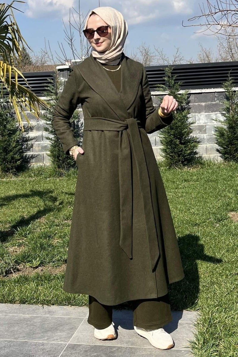 Rabia Şamlı Selin Khaki Cashmere Coat - Image 3