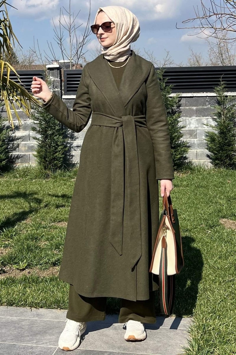 Rabia Şamlı Selin Khaki Cashmere Coat - Image 4