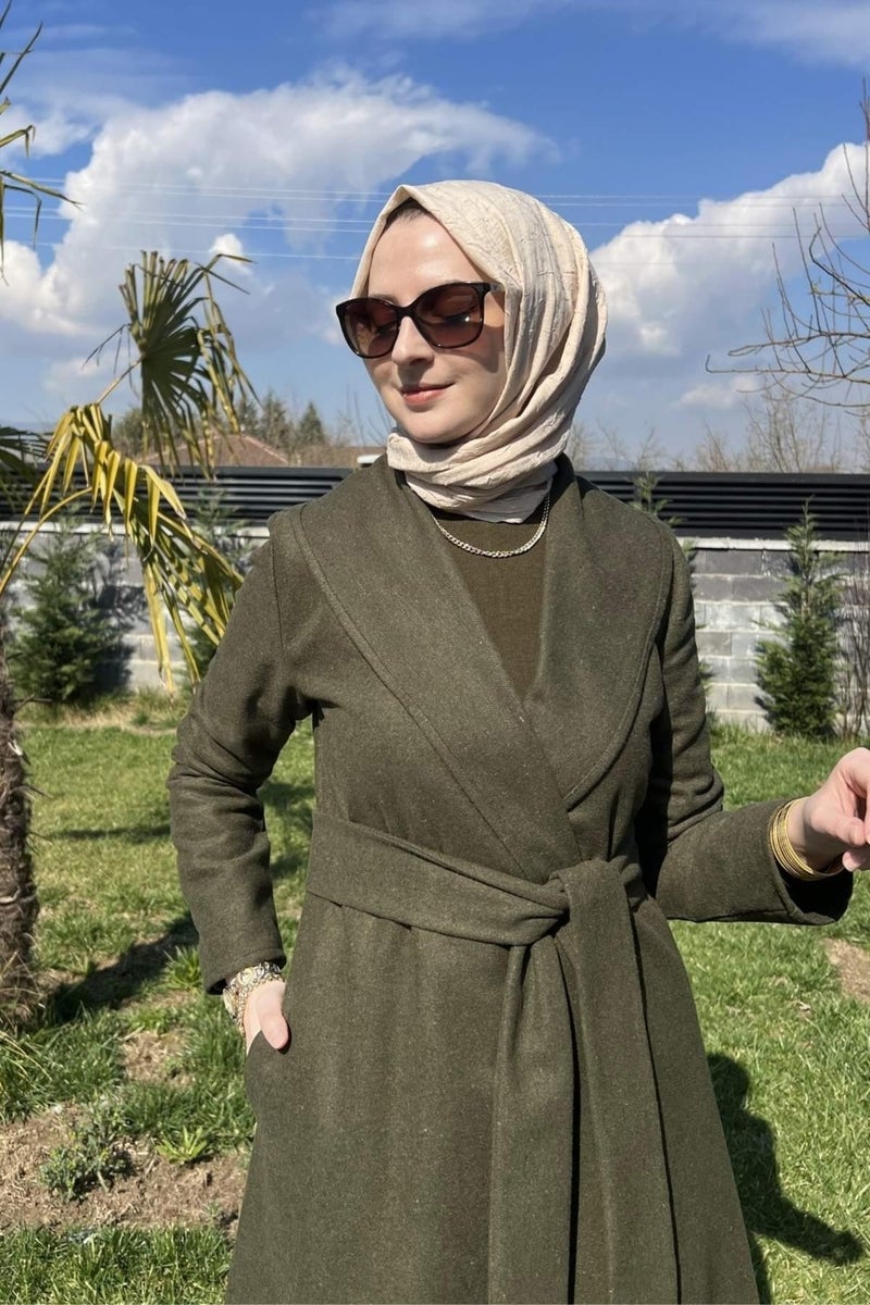 Rabia Şamlı Selin Khaki Cashmere Coat - Image 2