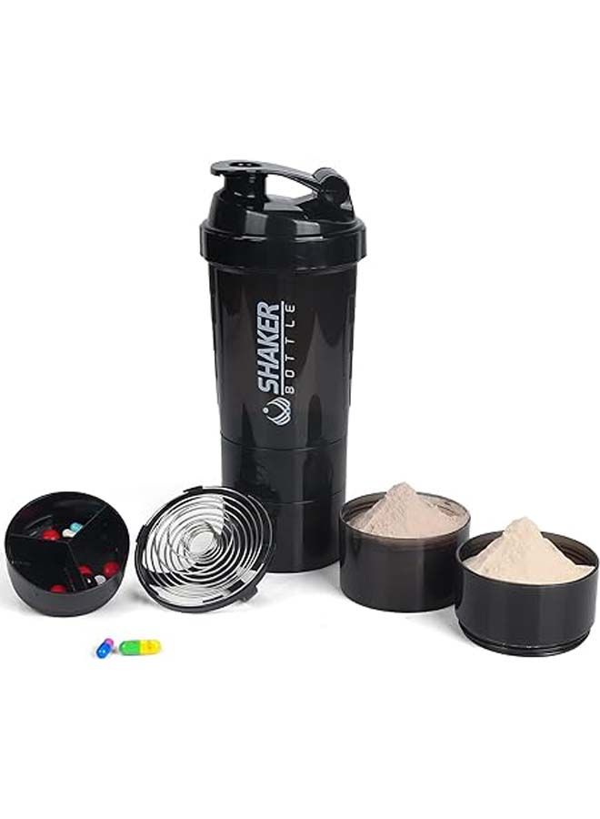 زجاجة خلط البروتين من يو فيت - زجاجة مياه رياضية - أكواب مانعة للانزلاق بثلاث طبقات قابلة للفتح واللف سعة 3 أونصات مع صينية حبوب - زجاجة خلط مانعة للتسرب - كوب خلط مسحوق البروتين سعة 16 أونصة مع مساحة تخزين (أسود) ( متعدد الألوان ) - Image 1