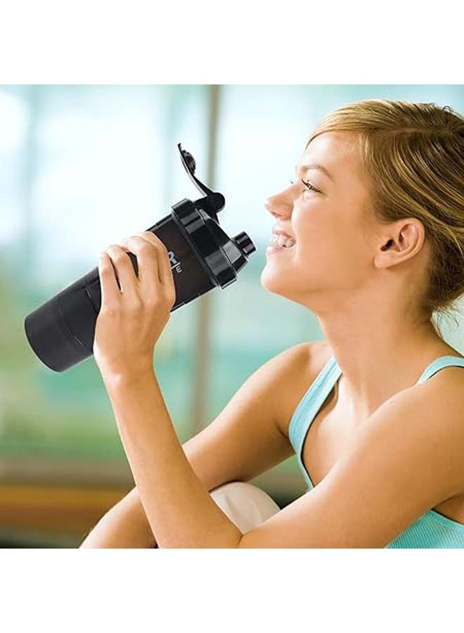 زجاجة خلط البروتين من يو فيت - زجاجة مياه رياضية - أكواب مانعة للانزلاق بثلاث طبقات قابلة للفتح واللف سعة 3 أونصات مع صينية حبوب - زجاجة خلط مانعة للتسرب - كوب خلط مسحوق البروتين سعة 16 أونصة مع مساحة تخزين (أسود) ( متعدد الألوان ) - Image 2