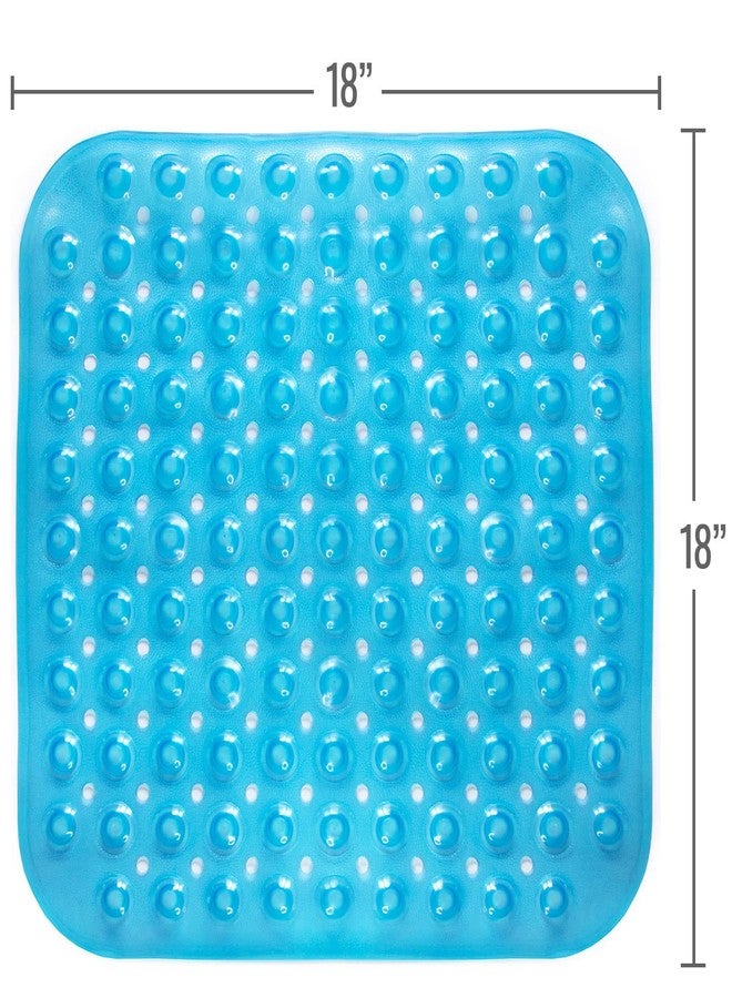 هيلث سمارت سجادة حوض الاستحمام HealthSmart مقاس 18×18 بوصة، حماية موثوقة من الانزلاق أثناء الاستحمام، خالية من مادة BPA، مصنوعة من اللاتكس، مزودة بفتحات تصريف DEHP لمنع تراكم الماء، لون أزرق - Image 5