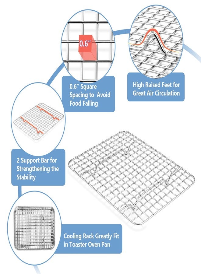 تيم فار صينية خبز صغيرة من الفولاذ المقاوم للصدأ من TeamFar مقاس 10.5 بوصة، مناسبة لفرن التحميص، مزودة برف تبريد، وقاعدة مموجة، ورف شبكي، غير سامة ومتينة. - Image 4