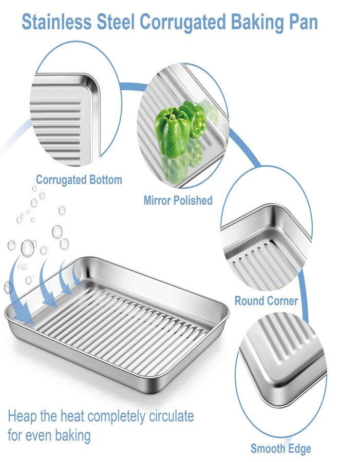 تيم فار صينية خبز صغيرة من الفولاذ المقاوم للصدأ من TeamFar مقاس 10.5 بوصة، مناسبة لفرن التحميص، مزودة برف تبريد، وقاعدة مموجة، ورف شبكي، غير سامة ومتينة. - Image 3