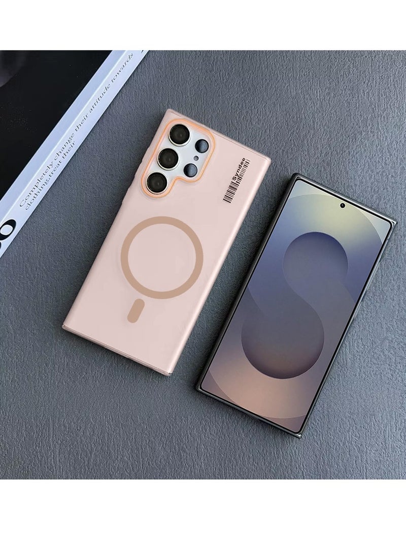 Ultra Thin Frosted Matte Magnetic MagSafe Case for Samsung Galaxy S25 Ultra 2025 – Slim, Smooth, Anti-Fingerprint with Neon Design Camera Lens Protector - Frosted Brown