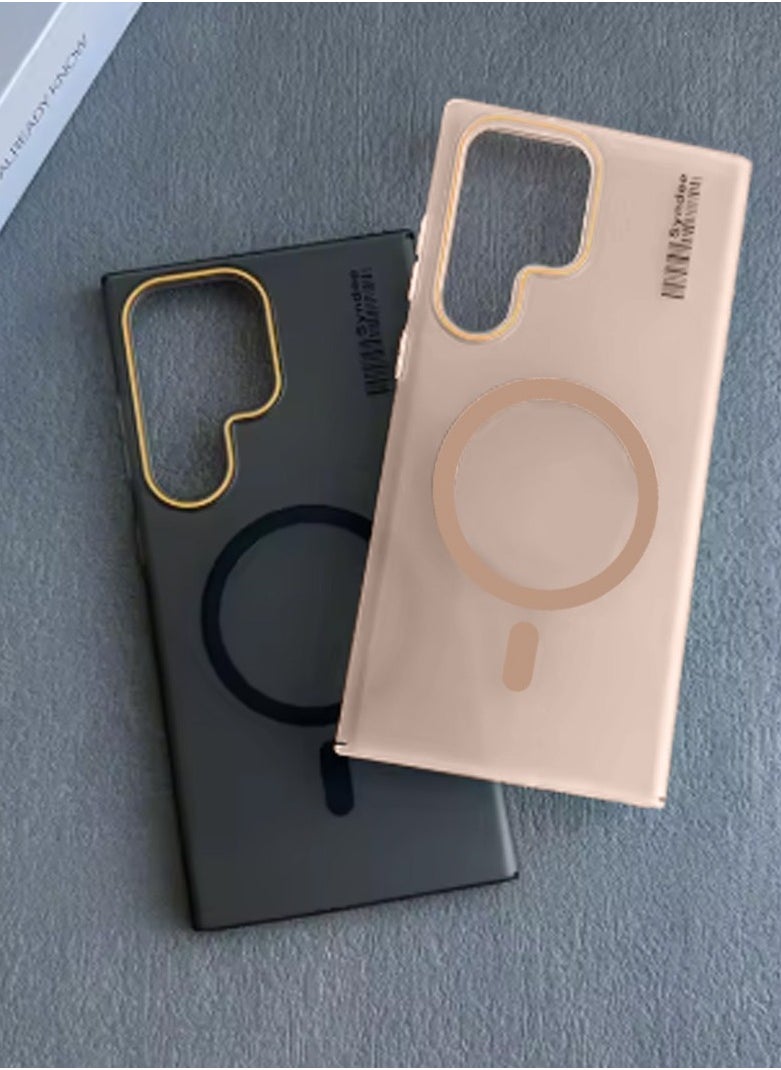 Ultra Thin Frosted Matte Magnetic MagSafe Case for Samsung Galaxy S25 Ultra 2025 – Slim, Smooth, Anti-Fingerprint with Neon Design Camera Lens Protector - Frosted Brown