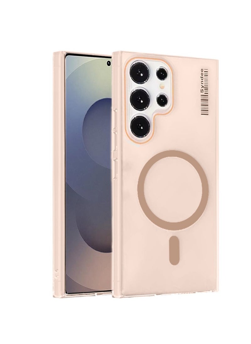Ultra Thin Frosted Matte Magnetic MagSafe Case for Samsung Galaxy S25 Ultra 2025 – Slim, Smooth, Anti-Fingerprint with Neon Design Camera Lens Protector - Frosted Brown