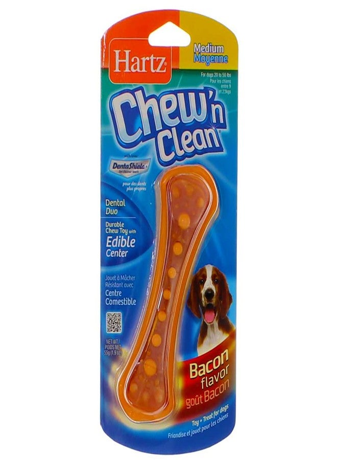 HARTZ Chew N' Clean Dental Duo Dog Chew Toy Bacon Flavor, Medium 1 ea(Pack of 6) - Image 4