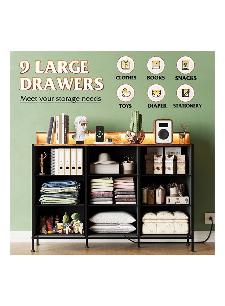 إن كي أكس خزانة تخزين ذات تسعة أدراج لغرفة المنزل الداخلية، مقاس 47 بوصة، لون بني - Image 4