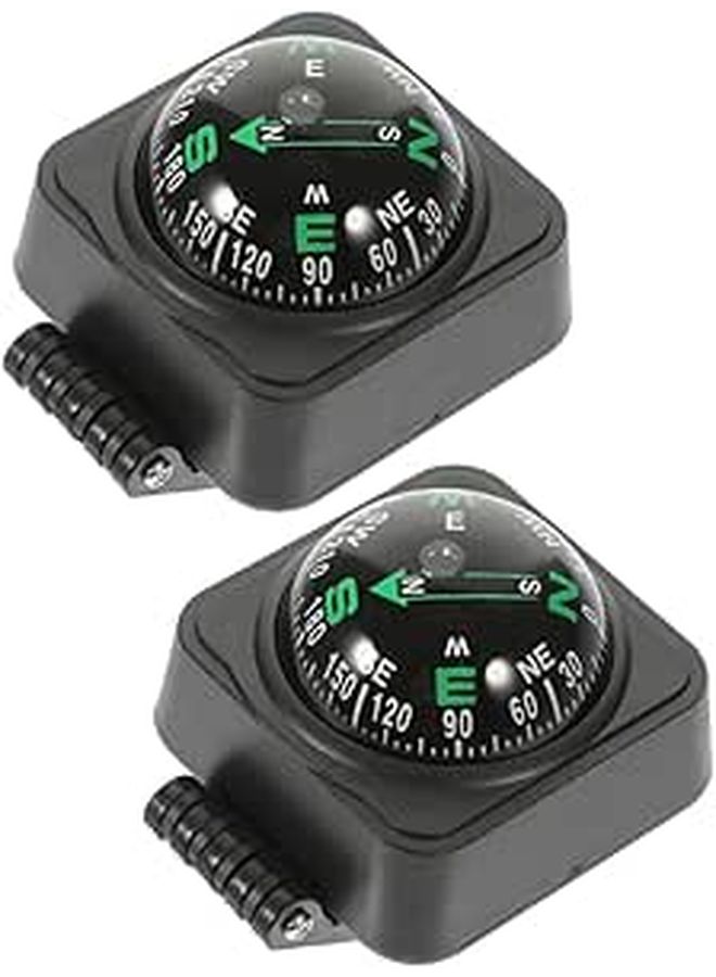 2 Pcs Black Automotive Dashboard Compass Ball Adjustable Direction Guide For Truck Car Boat Vehicle Orientation Hiking - Image 1