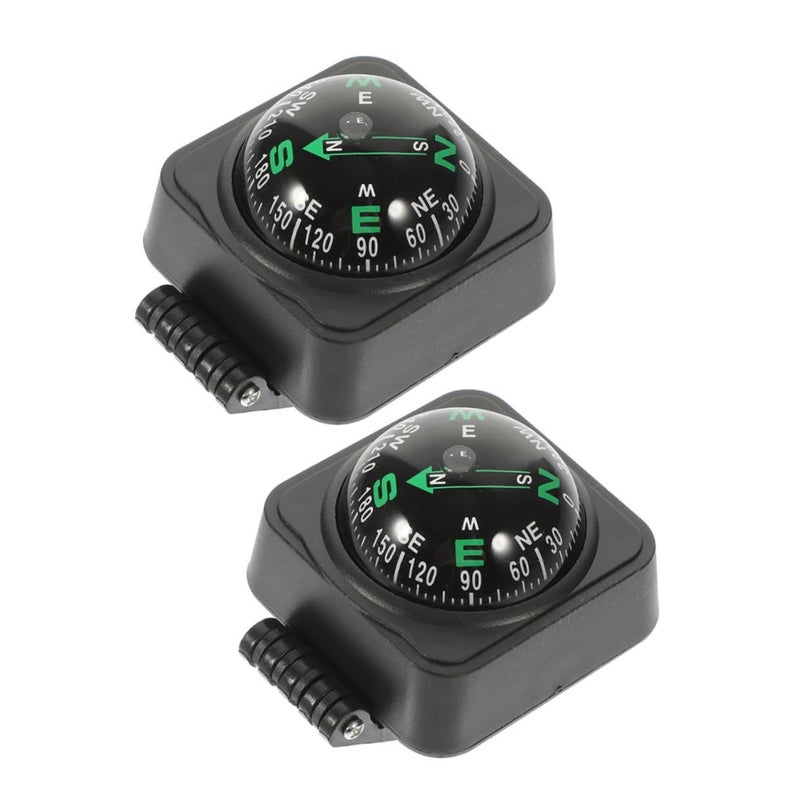 2 Pcs Black Automotive Dashboard Compass Ball Adjustable Direction Guide For Truck Car Boat Vehicle Orientation Hiking - Image 2