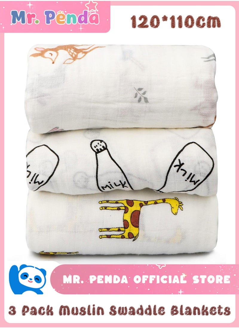 Mr. Penda 3 Pack Baby Swaddle Blanket, Newborn Baby Swaddle Blanket, Wrap Large Premium Knit, Baby Burp Cloth Muslin, Baby Blankets for Girls Boys  - Image 1