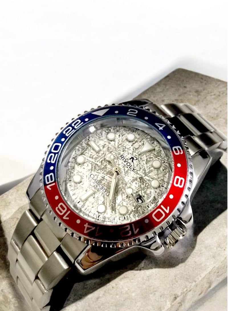 Rivoly Men's Stainless Steel Analog Quartz Date Display Watch Easy to Read Fashion Design Waterproof Luxury Classic Big Face Wrist Watch - Image 1