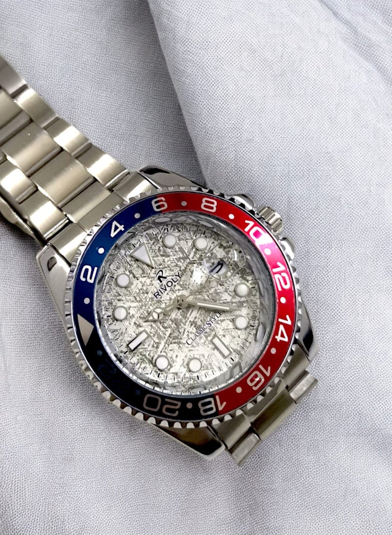 Rivoly Men's Stainless Steel Analog Quartz Date Display Watch Easy to Read Fashion Design Waterproof Luxury Classic Big Face Wrist Watch - Image 2