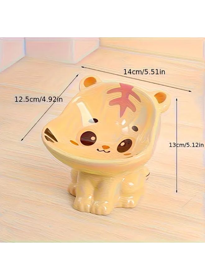 Ceramic Cat Bowl With Tiger Shaped Dish Elevated Design Ergonomic Neck For Feeding Cute Animal Food And Water Dish For Kittens Joint Health Durable Ceramic Plate Cat Feeding Station Raised Cat Bowl Kitten Supplies Cat Dishes For Food And Water Cat Enrichment Cat Feeders Indoor Cat Supplies - Image 3