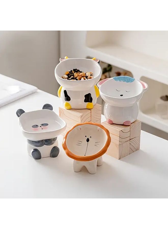Ceramic Cat Bowl With Tiger Shaped Dish Elevated Design Ergonomic Neck For Feeding Cute Animal Food And Water Dish For Kittens Joint Health Durable Ceramic Plate Cat Feeding Station Raised Cat Bowl Kitten Supplies Cat Dishes For Food And Water Cat Enrichment Cat Feeders Indoor Cat Supplies - Image 2