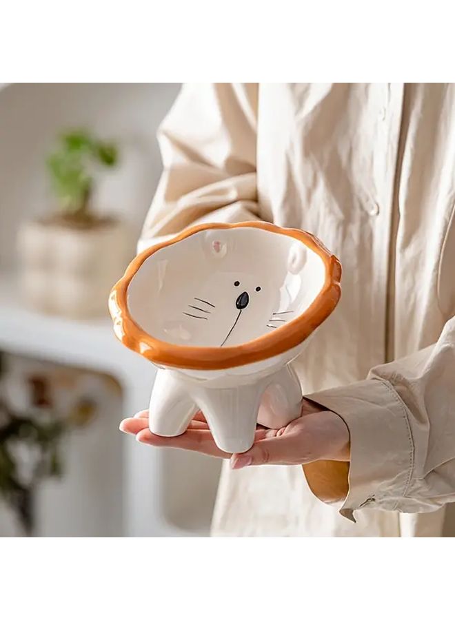 Ceramic Cat Bowl With Tiger Shaped Dish Elevated Design Ergonomic Neck For Feeding Cute Animal Food And Water Dish For Kittens Joint Health Durable Ceramic Plate Cat Feeding Station Raised Cat Bowl Kitten Supplies Cat Dishes For Food And Water Cat Enrichment Cat Feeders Indoor Cat Supplies - Image 1