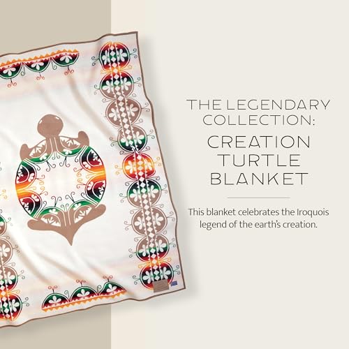 Pendleton The Legendary Collection Jacquard Robe Blanket - 64" x 80", Wool Cotton Throw Blanket, Reversible, Wool Felt Binding, Breathable, Napped, Great for Home and Travel - Creation Turtle - Image 2