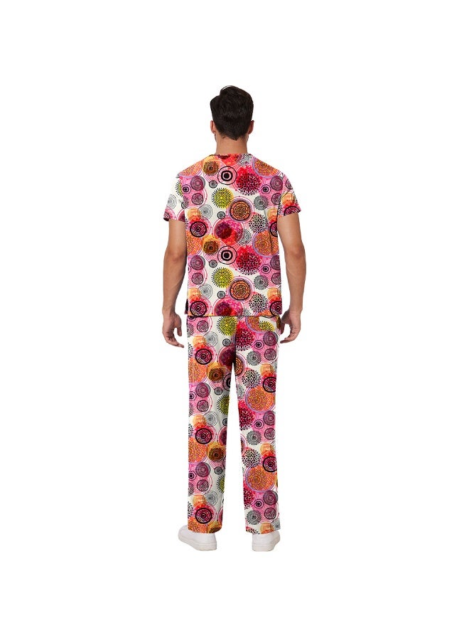 NIBEMINENT Scrub Set Men Casual Short-sleeved Pet Nurse Work Clothes Cartoon Print V-neck Dentist Work Uniform Practical Pocket - Image 2