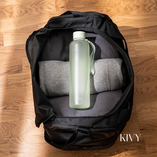 KIVY Slim Water Bottle 32oz Lightweight Shatterproof Fits Backpack Cupholder for Travel Sports School Gym Sage green water bottle no straw for Gym Screw top Dishwasher Safe - Image 3
