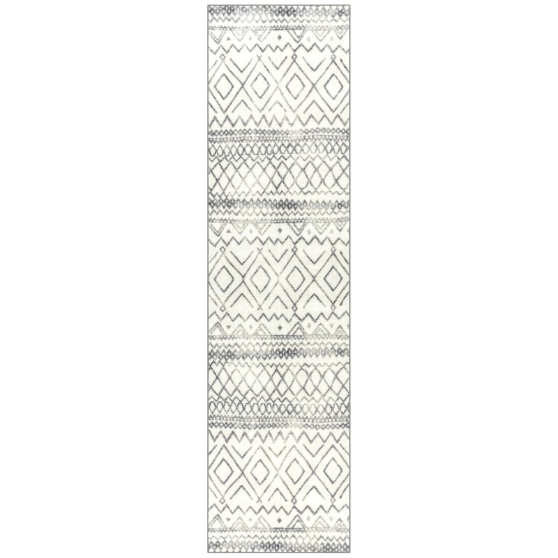 سجادة مابلز روجز الحديثة ذات الماس المجرد والمزخرفة غير القابلة للانزلاق لممر المدخل بساط أرضي مصنوع في الولايات المتحدة 26 × 10 محايد