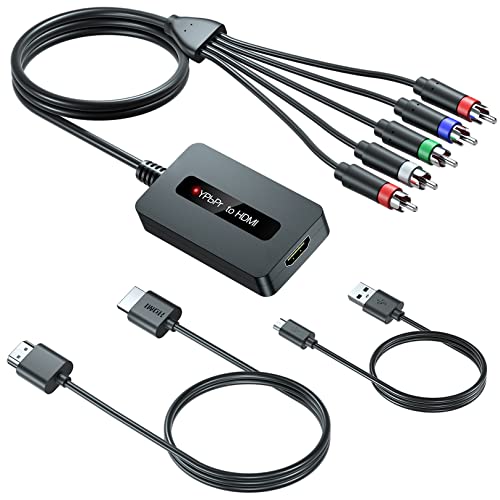Knisopec Male Component to HDMI Converter Cable for DVD/STB with Female Component Output to Display on HDTVs, 1080P YPbPr to HDMI Converter - Image 1
