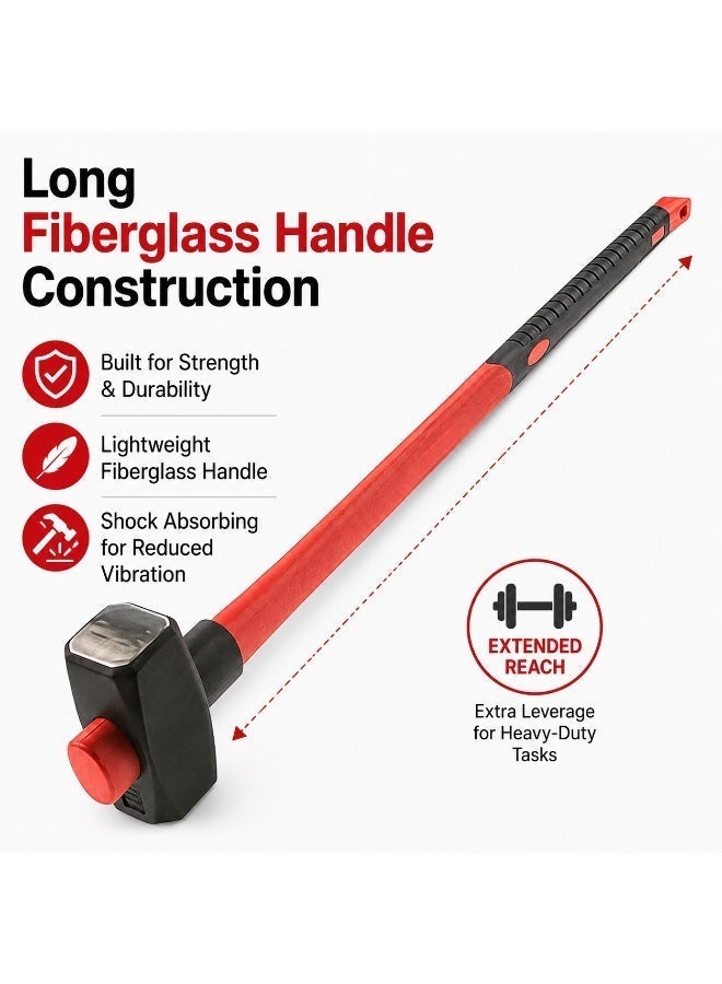 4000g Heavy Duty Sledge Hammer with Fiberglass Handle and Rubber Anti-Slip Grip, 4kg Steel Head for Construction, Demolition and Workshop Use - Image 4