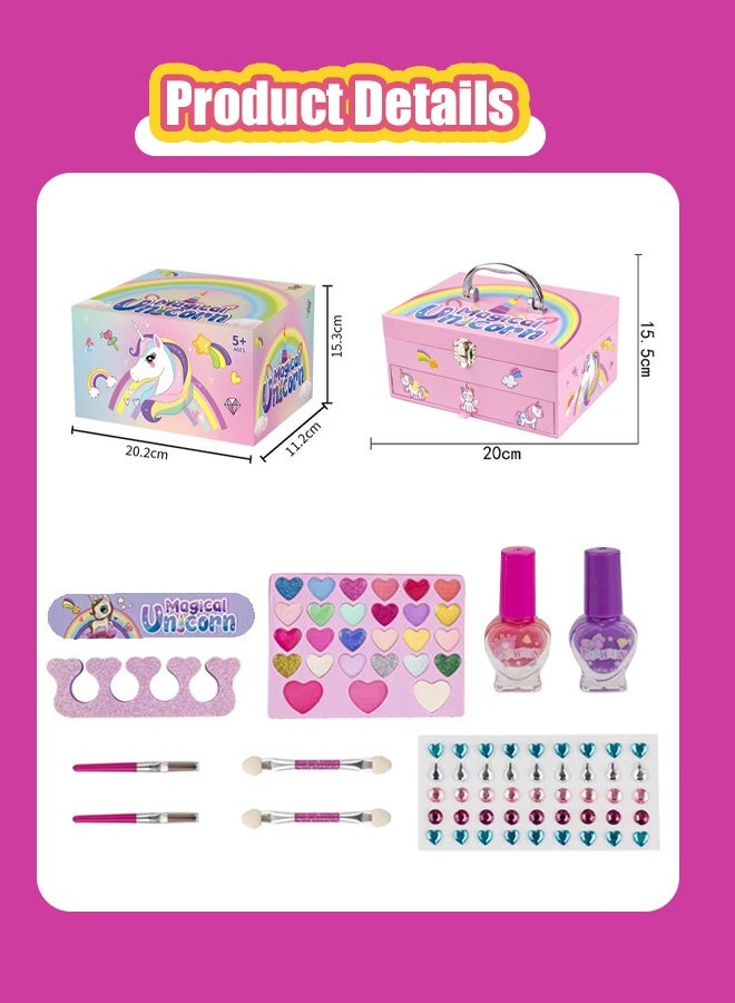 Washable Children's Makeup Kit for Girl,Kids Real Makeup Kit for Little Girls with Portable Box,Washable Makeup for Little Girls - Image 2
