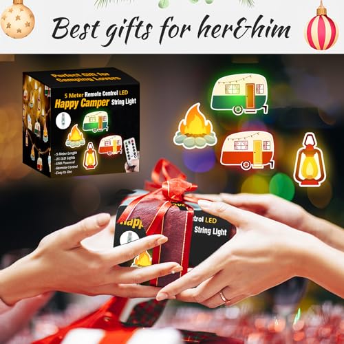 Haigoo Camper String Lights RV Camper Lights for Outside,16.5 ft USB Funny Camping Gifts 21 Led with Remote&Timer,Travel Trailer Party Lights Happy Camper Gifts for RV Awnings,Camping, Birthday - Image 3