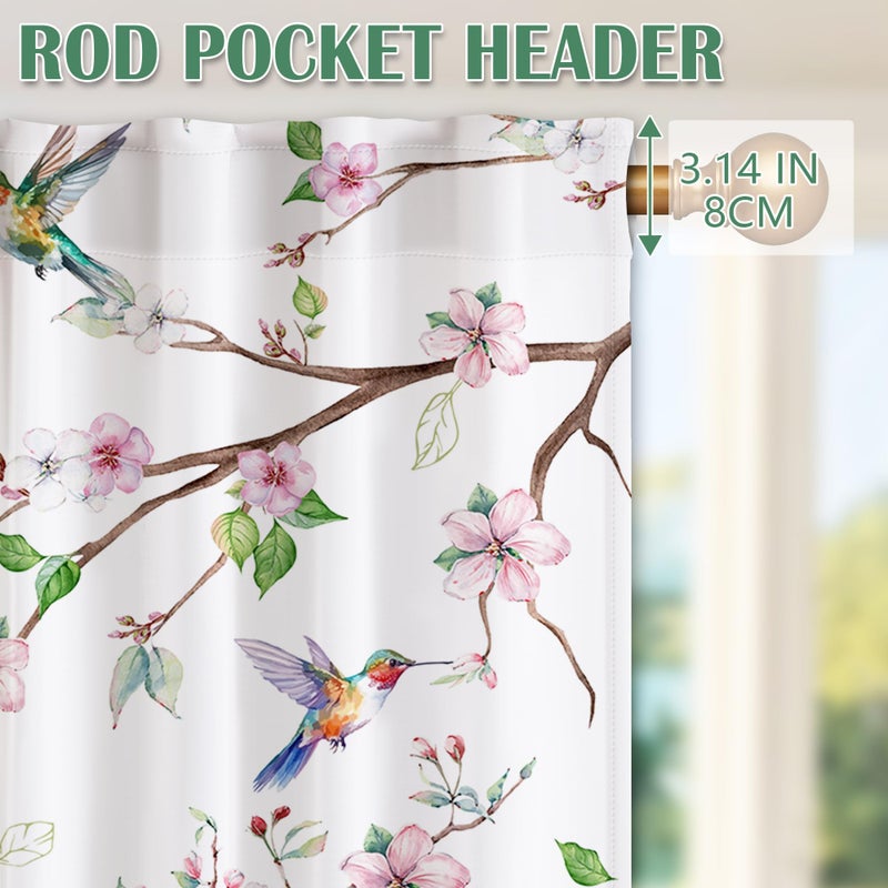 cusugbaso Spring Kitchen Curtains and Valances Set 3 PCS for Window, Floral Bird Spring Kitchen Decor for Bahtroom, Home - Laundry Farmhouse Short Curtains 54" w x 18" L and 27" w x 36â€L - Image 5