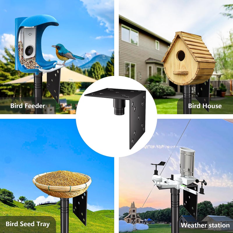 RINLAIN Bird Feeder Pole Stand,95 Inch House Pole for Outdoors Weather Station,Heavy Duty Metal Mount Kit Adjustable Multifunctional Bird Feeder Stand - Image 4